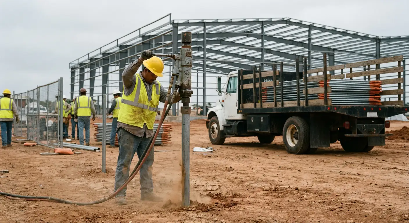 Industrial fencing installation site in Lincoln, CA