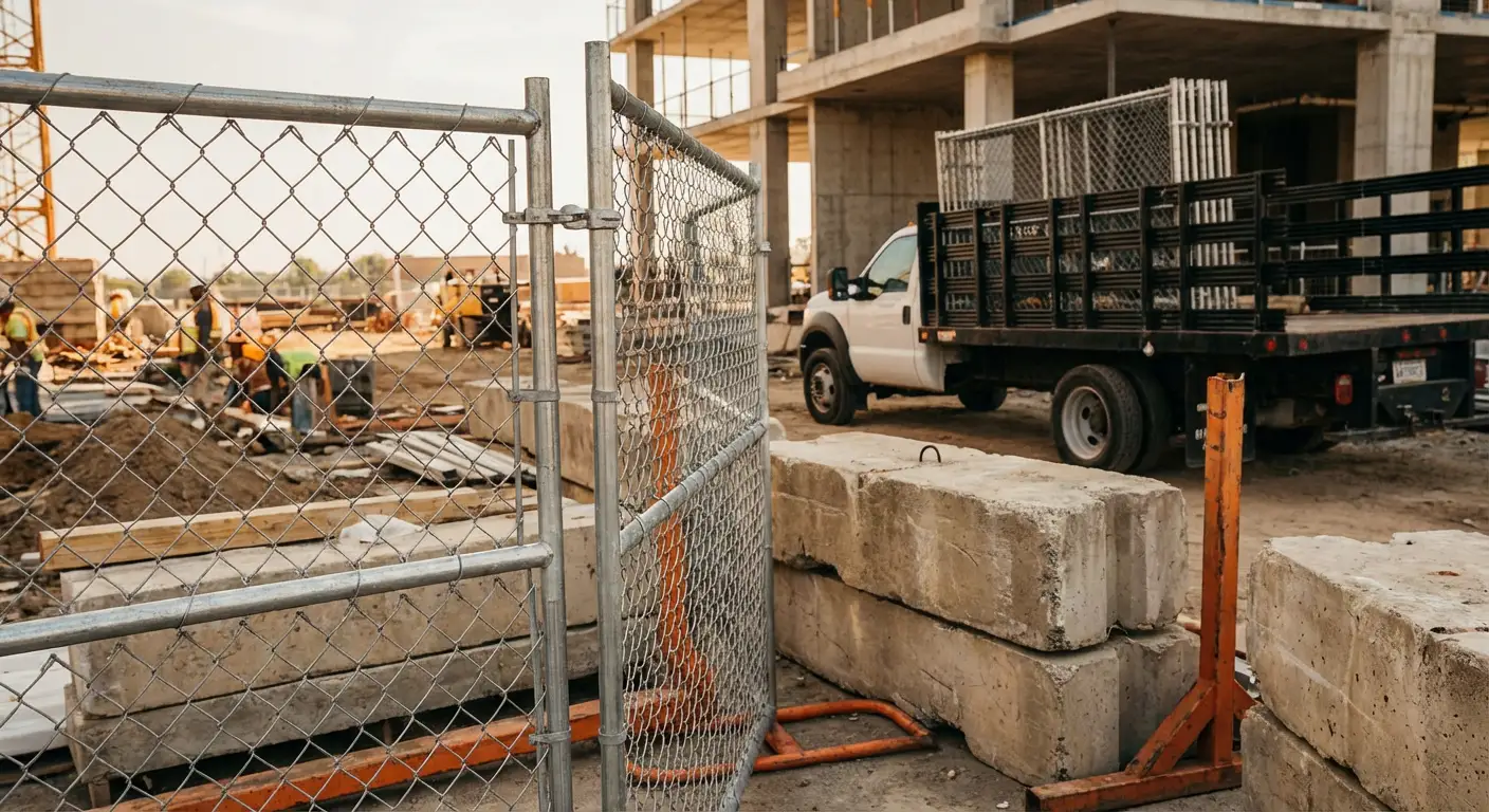 Commercial temporary fencing installation site in Lincoln, CA