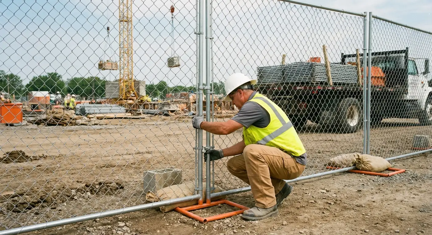 Comparison of professional fencing solutions versus DIY risks on a construction site in Lincoln, CA