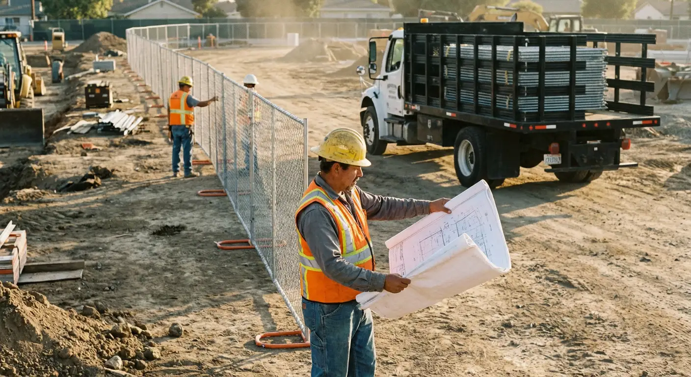 Post-driven fencing installation site in Lincoln, CA