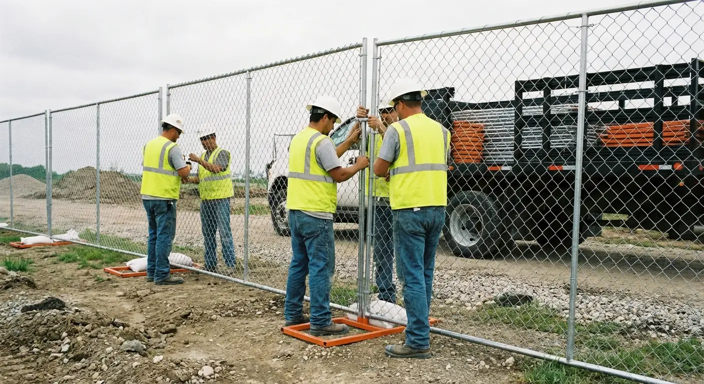 Placer Temp Fence team installing temporary fencing in Lincoln, CA