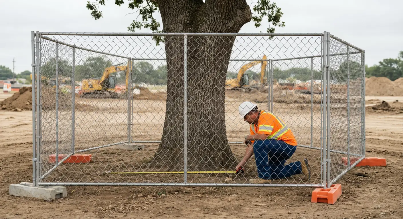 Tree protection zone fencing installation in Lincoln, CA