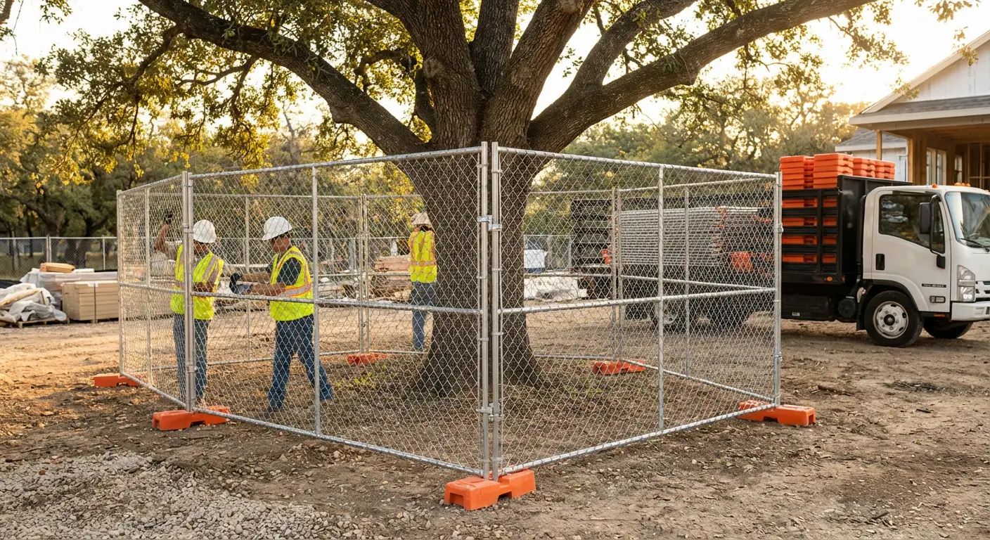 Tree protection zone fencing background in Lincoln, CA
