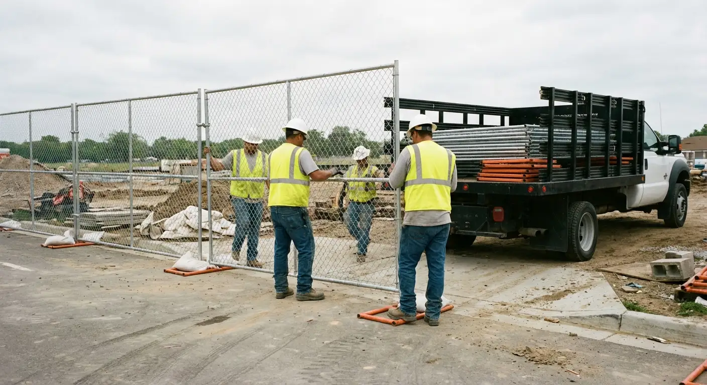 Placer Temp Fence team securing a construction site perimeter in Lincoln, CA
