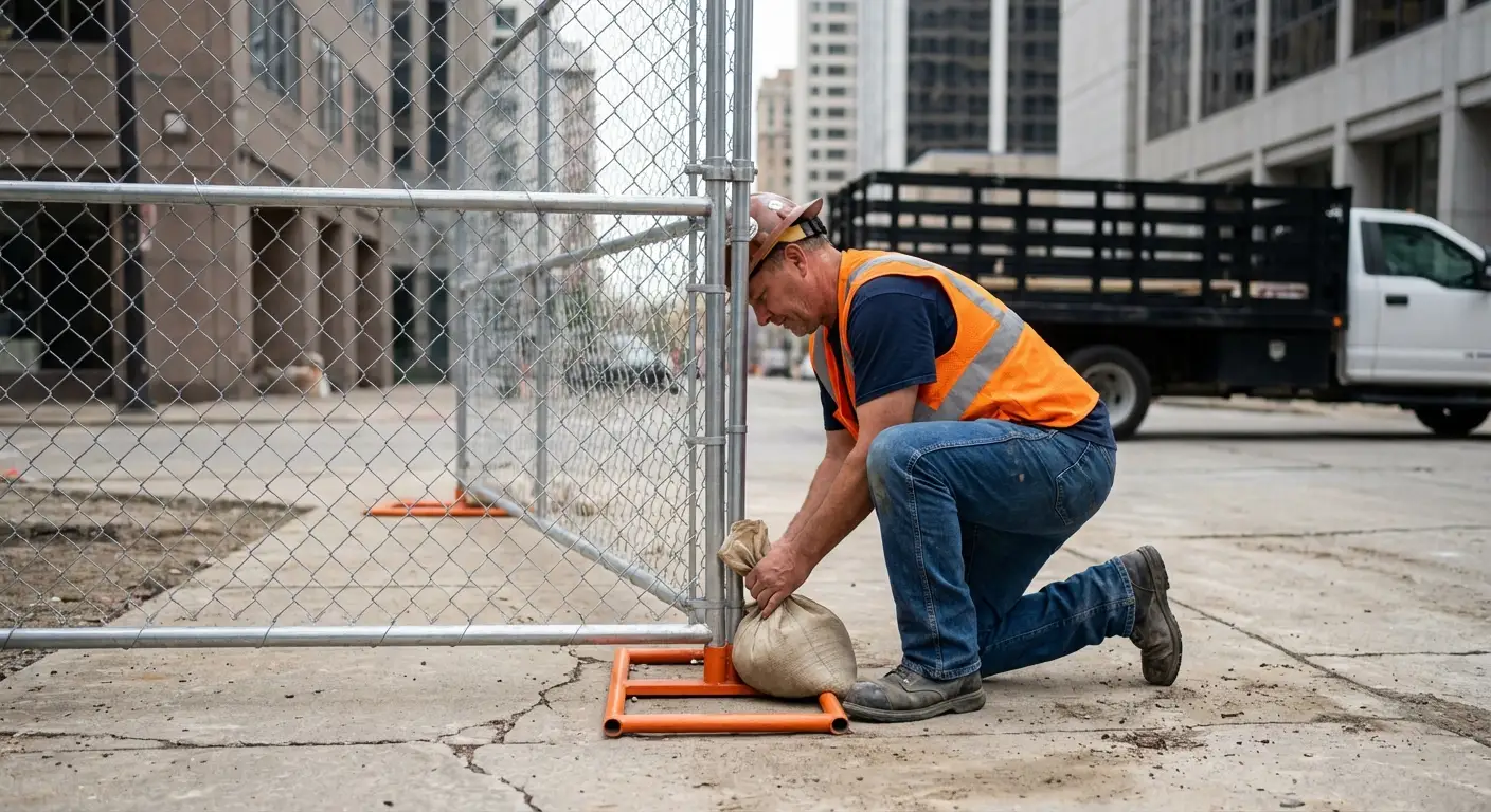 Temporary fence installation in Downtown Lincoln area
