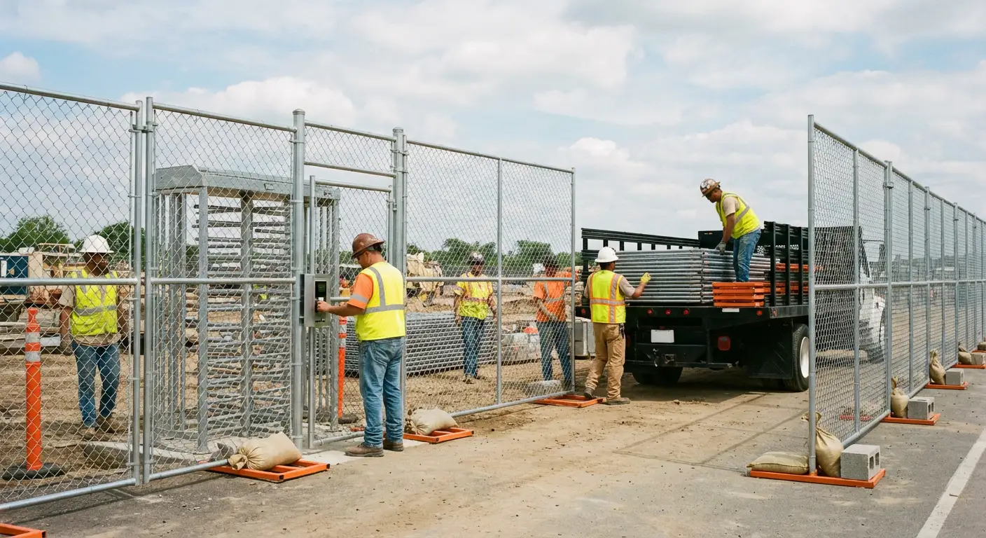Secure construction site with temporary fencing in Lincoln, CA