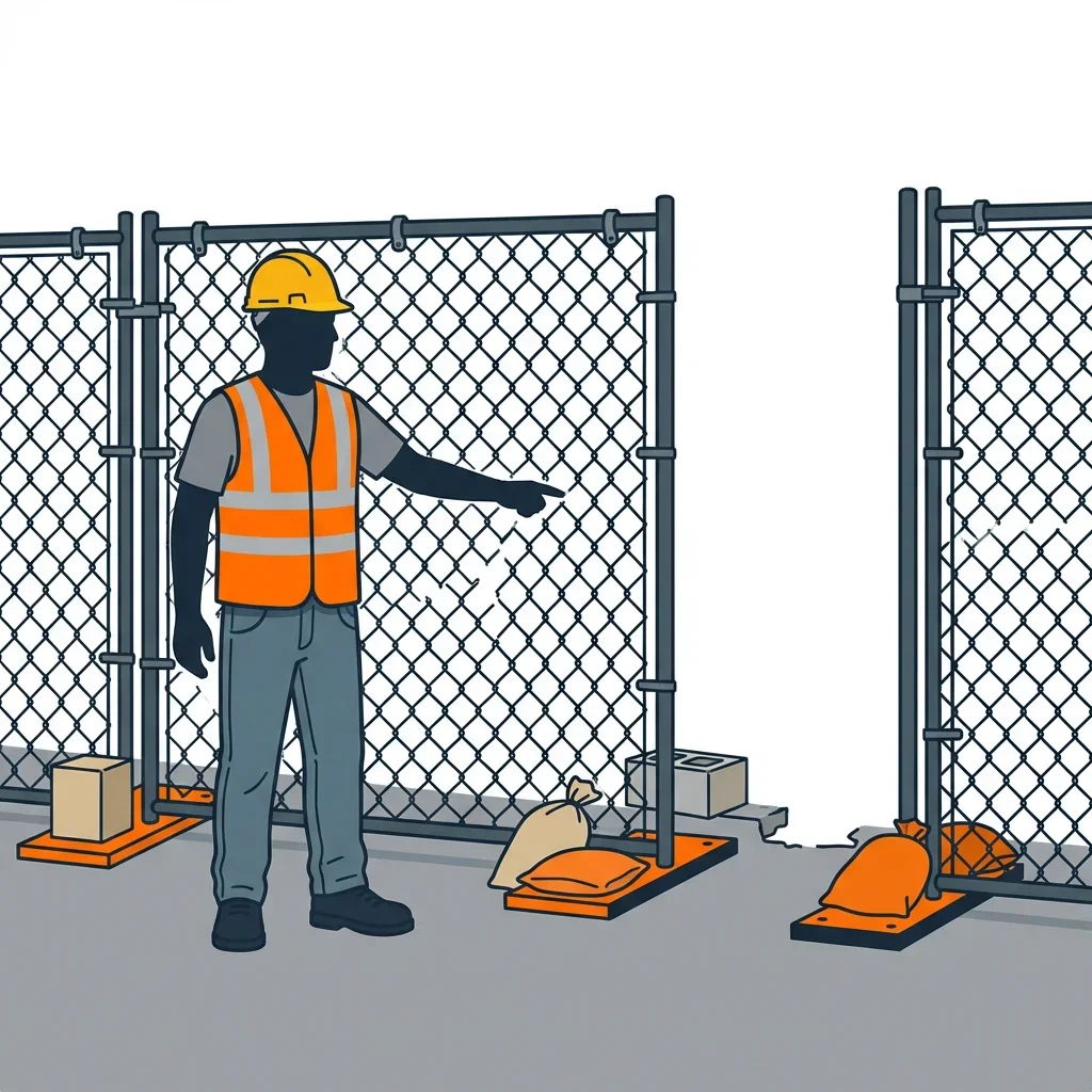 Diagram illustrating common construction site perimeter vulnerabilities in Lincoln, CA